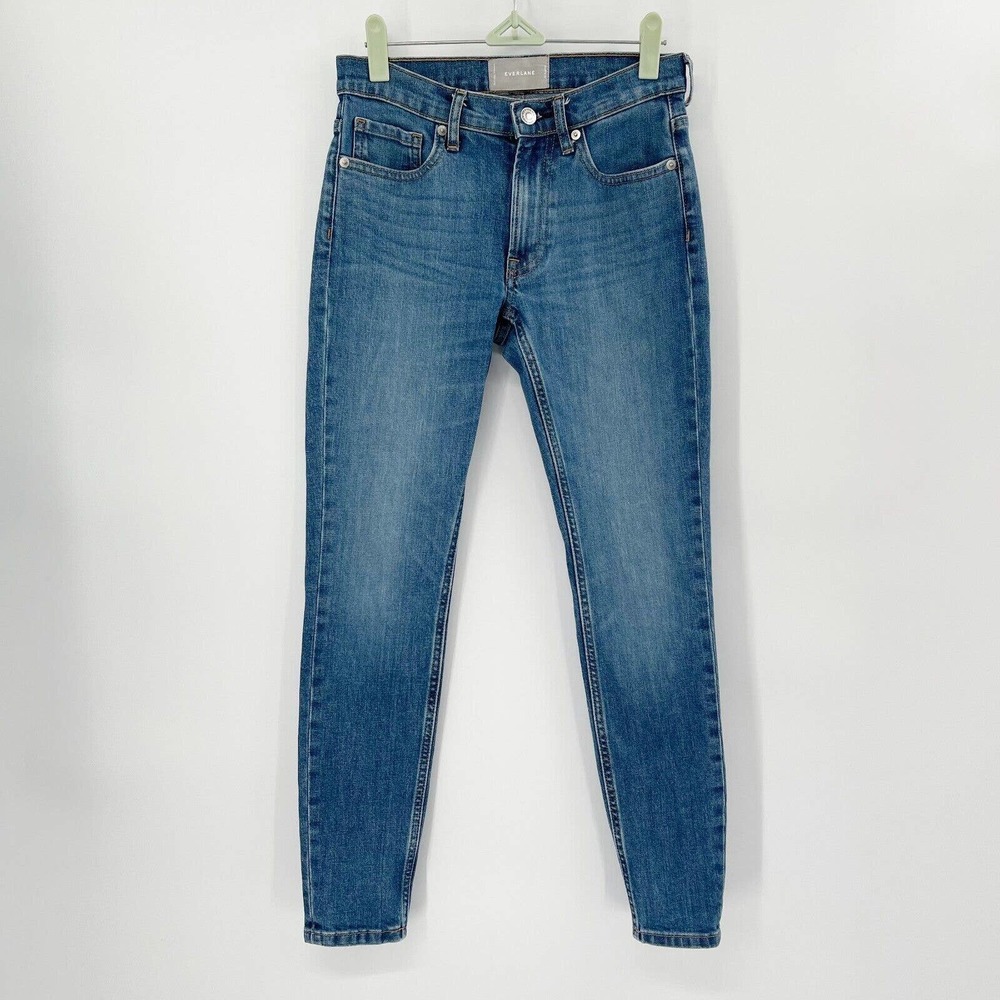 Everlane Denim Skinny Ankle Jeans Sz 25 Blue Medium Wash Pockets Stretch MidRise